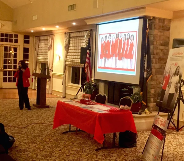 Dr. Rachana Kulkarni presenting at a Go Red for Women heart health awareness event