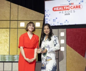 Dr. Rachana Kulkarni receiving recognition at the NJBIZ Healthcare Heroes awards ceremony